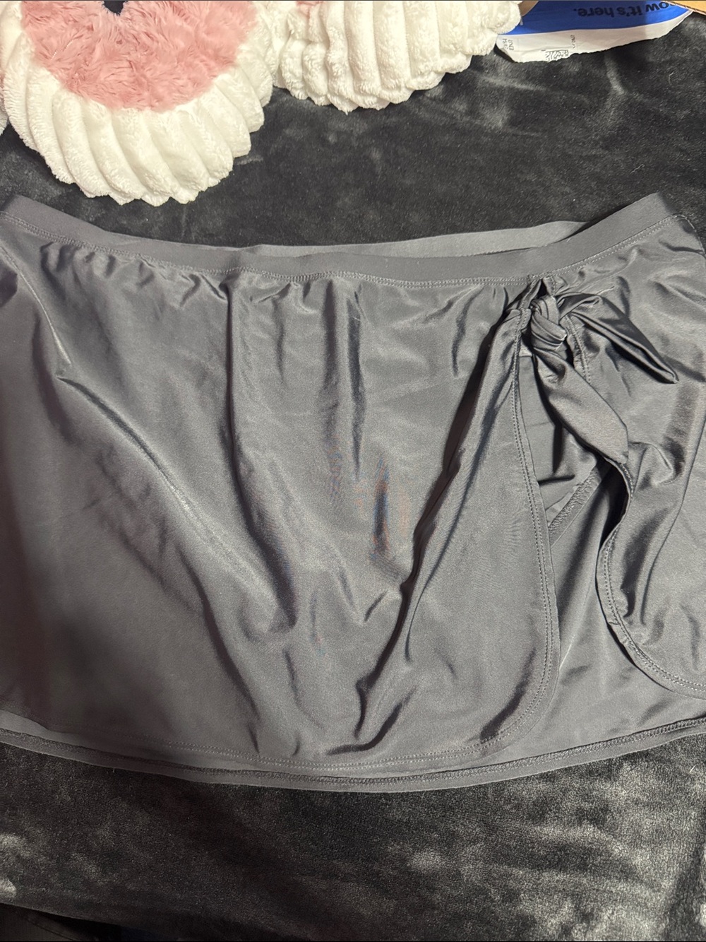 Jaclyn Smith Gray Swim Skirt with Side Tie